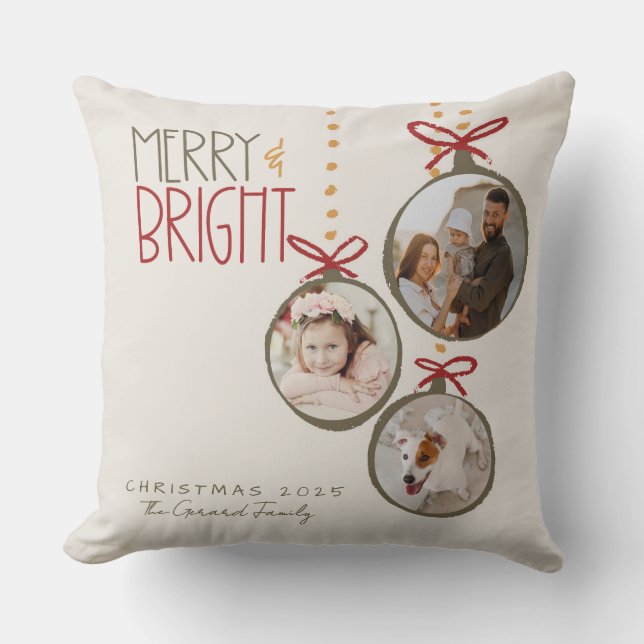 2025 Photo Family Christmas Card Xmas Party Cushion (Front)