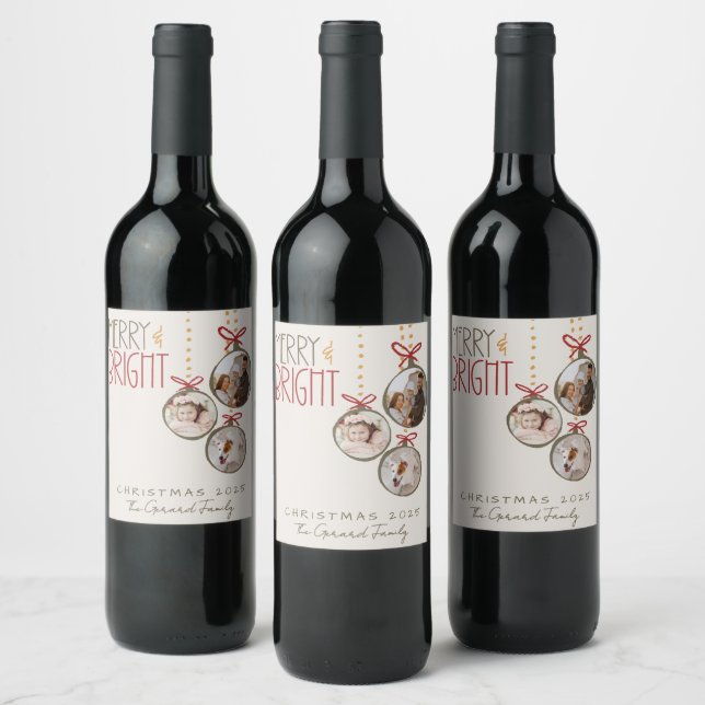 2025 Photo Family Christmas Xmas Party Thank You Wine Label (Bottles)
