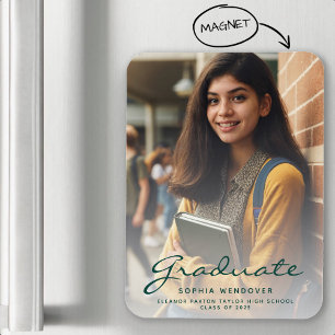 2025 Photo Green Gold Graduation Announcement Magnet