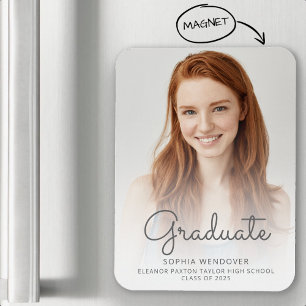 2025 Photo Grey Script Overlay Grad Announcement Magnet