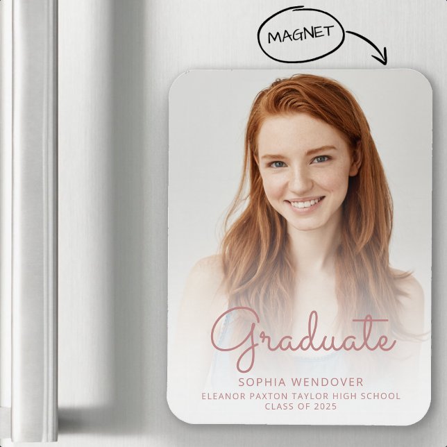 2025 Photo Rose Script Overlay Grad Announcement Magnet (Creator Uploaded)