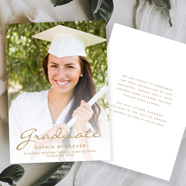 2025 Photo White Gold Script Grad Announcement (Creator Uploaded)
