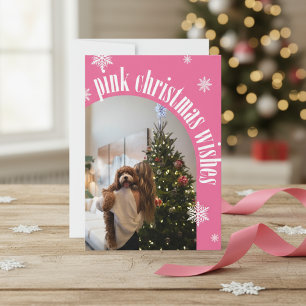 2025 Pink Christmas Wish Retro Glitter Photo Card