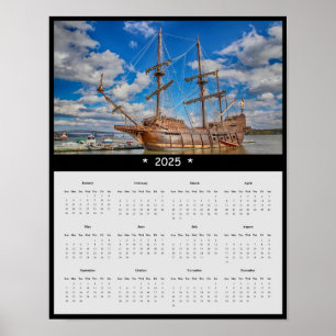 2025 Pirate Boat Wall Calendar Poster