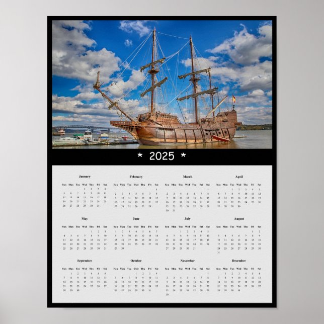 2025 Pirate Boat Wall Calendar Poster (Front)