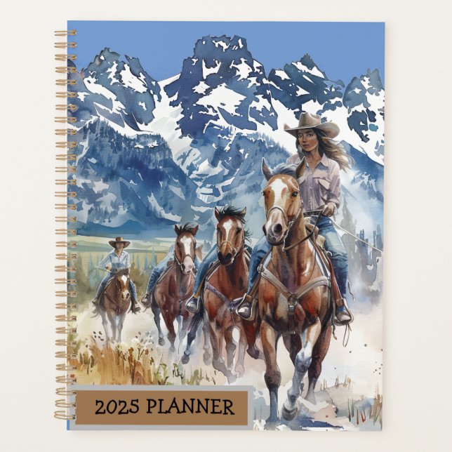 2025 Planner with a cowgirl western theme. (Front)