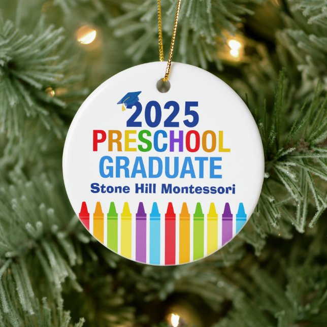 2025 Preschool Graduate Cute Custom Keepsake Ceramic Ornament (Tree)