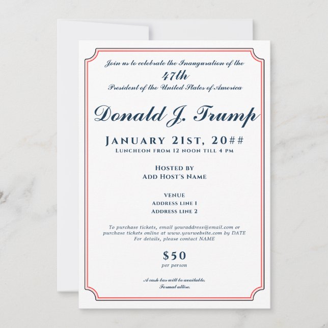 2025 President Donald Trump Inauguration Party Invitation (Front)