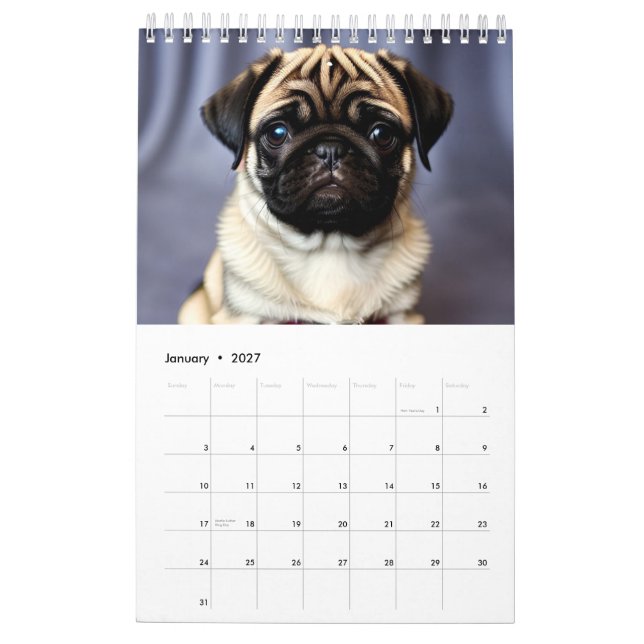 2025 Puppies Calendar (Jan 2027)