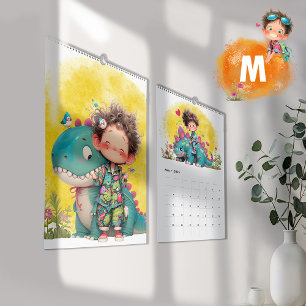 2025 Quirky Boy & Dinosaur Cartoon  Calendar