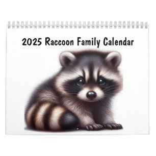 2025 Racoon Family Fun Animals Calendar