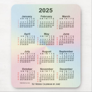 2025 Rainbow Cloud 52 Week Calendar by Janz Mouse Pad