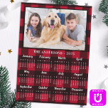 2025 Red Buffalo Plaid Photo Calendar Magnet Card<br><div class="desc">2025 Photo Calendar Cards - Send New Year Greetings or include in your Christmas cards, these 5x7 photo calendar cards are perfect as Christmas and New Year cards to family and friends. Perfect to highlight or circle special family dates, anniversaries, birthdays, and reunions. Personalise these full year photo calendar cards...</div>