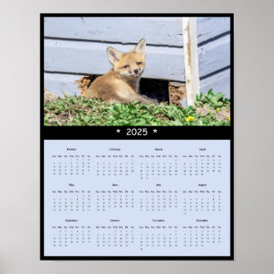 2025 Red Fox Kit Wall Calendar Poster