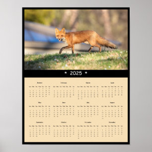 2025 Red Fox Wall Calendar Poster