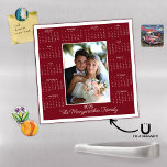 2025 Red Photo Magnetic Calendar Holiday Card<br><div class="desc">2025 Photo Magnetic Calendar Magnet Red Holiday Card in modern, classic red. Add your photo and name for a fun, personalised gift! Perfect for stocking stuffers or small gifts for friends, family, and loved ones. ✨THIS IS FOR 2025.✨ Please contact us at cedarandstring@gmail.com if you need assistance with the design...</div>