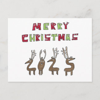 2025 Reindeer Humorous Merry Christmas Cartoon Holiday Postcard