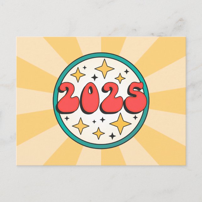2025 retro groovy typography postcard (Front)