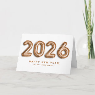 2025 Rose Gold Mylar Balloons Happy New Year Holiday Card