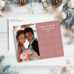 2025 Rose Pink Mr Mrs Newlywed Just Married Photo Holiday Postcard<br><div class="desc">2025 Classic Chic Rose Gold Pink Family Name and Photo Calendar Postcards featuring your personalised photo and name. 🌟This is for 2025🌟 Show off your new marriage or engagement with this limited-edition custom Calendar Card! It's never too early to start thinking about next year. Now you can have a personalised...</div>
