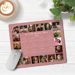 2025 Rose Pink Multiple Photo Collage Calendar Mouse Pad<br><div class="desc">🌟2025 Rose Pink Multiple Photo Collage Calendar Mouse Pad featuring a simple, minimalist year-at-a-glance calendar and 18 of your favourite photos. All the colours are all customisable. Makes a great gift for grandparents, parents, aunts, uncles, godparents, and more! Please contact us at cedarandstring@gmail.com if you need assistance with the design...</div>
