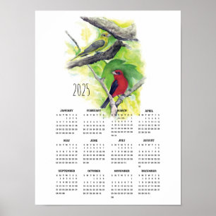 2025 Scarlet Tanager Couple Poster Calendar
