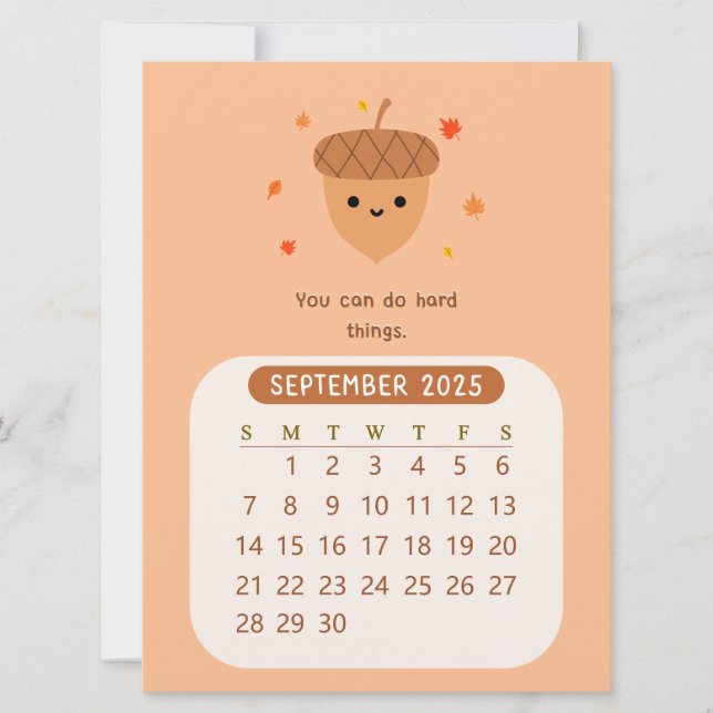2025 September Monthly Cute Motivational Calendar  Invitation (Front)