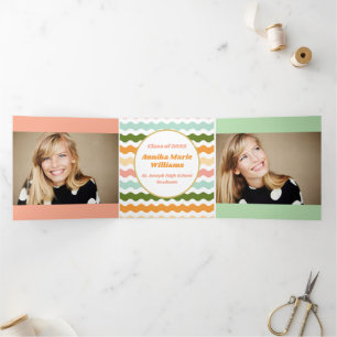 2025 Sherbet Fun Graduate Multi Photo Tri-Fold Announcement