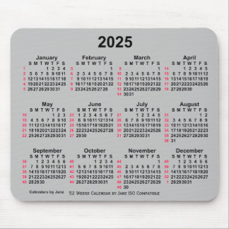 2025 Silver 52 Weeks ISO Calendar by Janz Mouse Pad