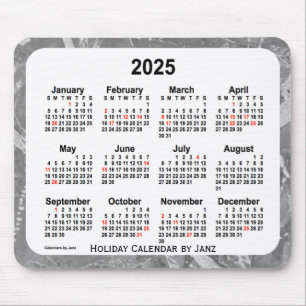 2025 Silver Holiday Art Calendar by Janz Mouse Pad