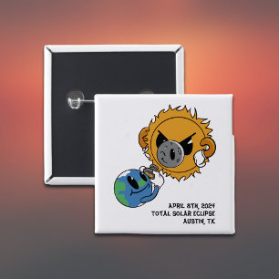 2025 Solar Eclipse Photobomb Personalised 15 Cm Square Badge