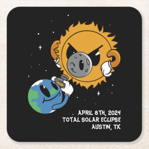 2025 Solar Eclipse Photobomb Personalised Square Paper Coaster