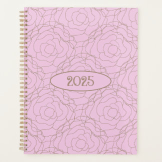 2025 Stained Glass Rose: Gold Rose on Pink Planner