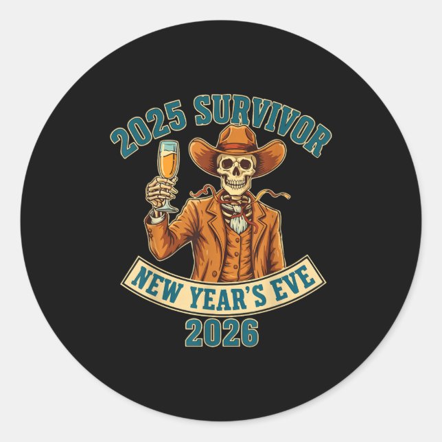 2025 Survivor New Year's Eve 2026  Classic Round Sticker (Front)