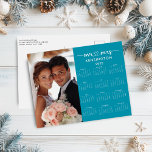 2025 Teal Blue Mr Mrs Newlywed Just Married Photo Holiday Postcard<br><div class="desc">2025 Chic Teal Blue Family Name and Photo Calendar Postcards featuring your personalised photo and name. 🌟This is for 2025🌟 Show off your new marriage or engagement with this limited-edition custom Calendar Card! It's never too early to start thinking about next year. Now you can have a personalised one-of-a-kind gift...</div>
