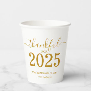 2025 Thanksgiving Gold Script Modern Paper Cups