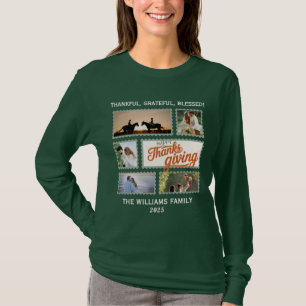 2025 Thanksgiving Photo Collage Family Matching T-Shirt