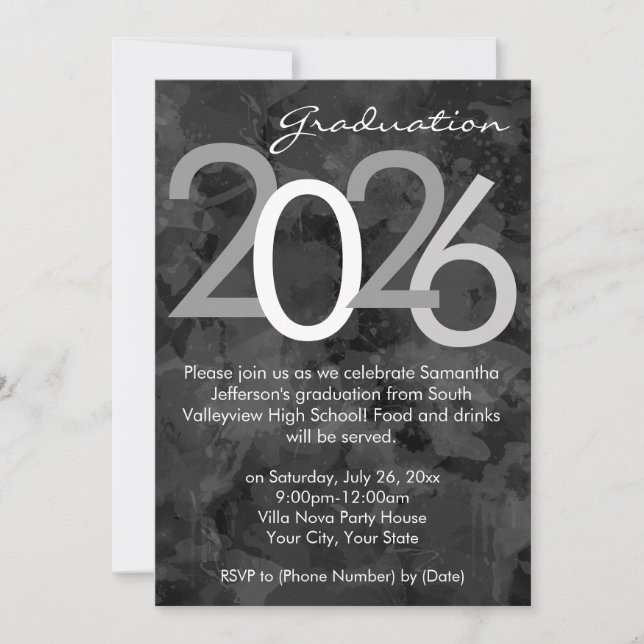 2025 Typographic Graduation Party Invitation (Front)