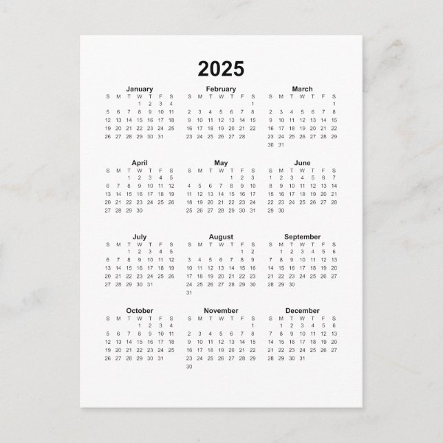 2025 Vertical Calendar Postcard (Front)