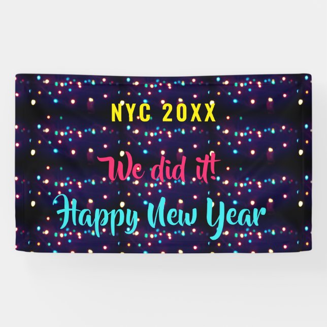 2025 We Did It Happy New Year Colourful Lights Banner (Horizontal)