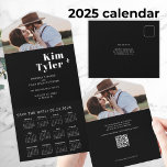 2025 wedding calendar photo unique save date QR All In One Invitation<br><div class="desc">Minimalist simple unique chic casual typography black and white wedding save the date tri fold tear away card with 2025 calendar,  QR CODE to website,  custom photo and text template.             Suitable for a trendy modern wedding.</div>
