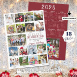 2025 What A Year 18 Photos Captions 2026 Calendar Holiday Card<br><div class="desc">2025 What A Year 18 Photos Captions 2026 Calendar Christmas Card. Modern, unique holiday greeting card featuring an easy-to-upload photo collage template for 17 pictures with captions or titles on the front and the year 2025 with your custom title and greeting (the sample shows OH WHAT A YEAR and HAPPY...</div>