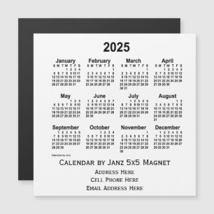 2025 White Business Calendar by Janz 5x5 Magnet