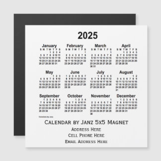 2025 White Business Calendar by Janz 5x5 Magnet