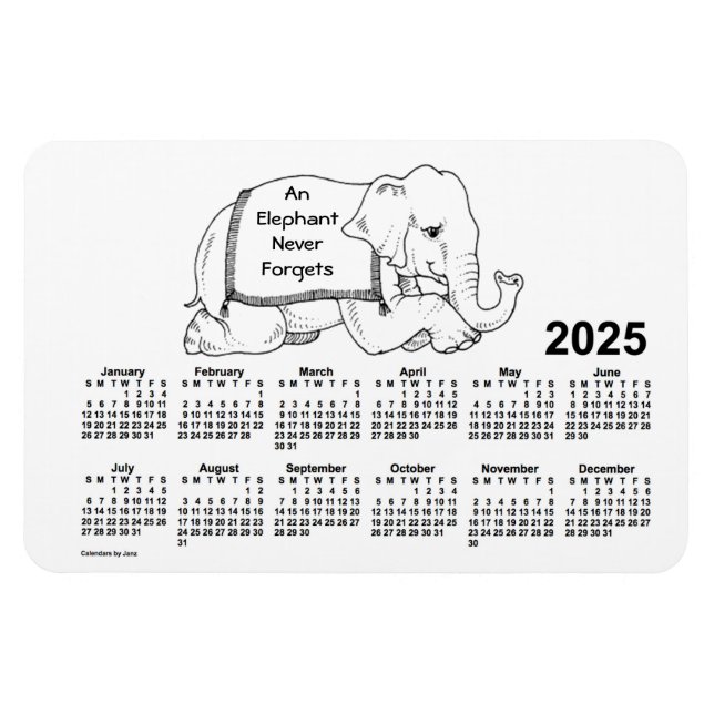 2025 White Elephant Calendar by Janz 4x6 Magnet (Horizontal)