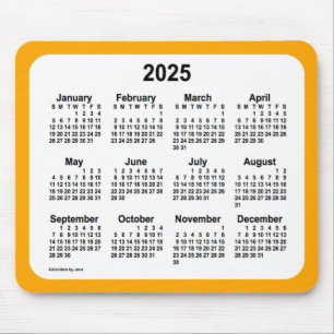 2025 White on Orange Calendar by Janz Two Tone Mouse Pad