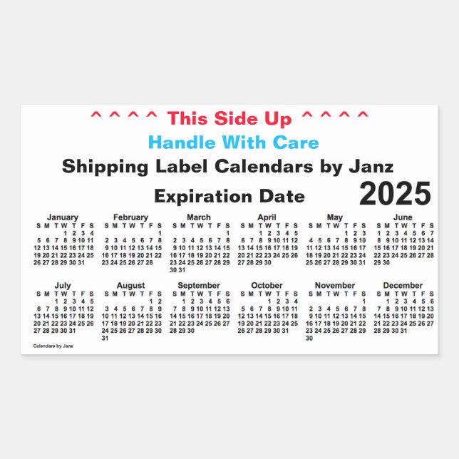 2025 White Shipping Calendar by Janz Rectangular Sticker (Front)