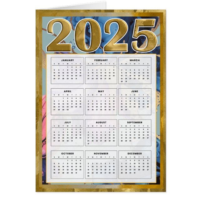 2025 Year At A Glance Calendar New Year Card (Front)