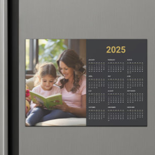 2025 Year Black & Gold Magnetic Photo Calendar