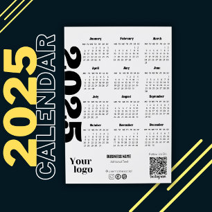 2025 Year Calendar Black And White Corporate Invitation